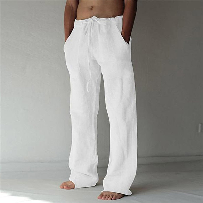 Casual men's linen trousers with a wide cut for summer – Elias-White-S-The Livary