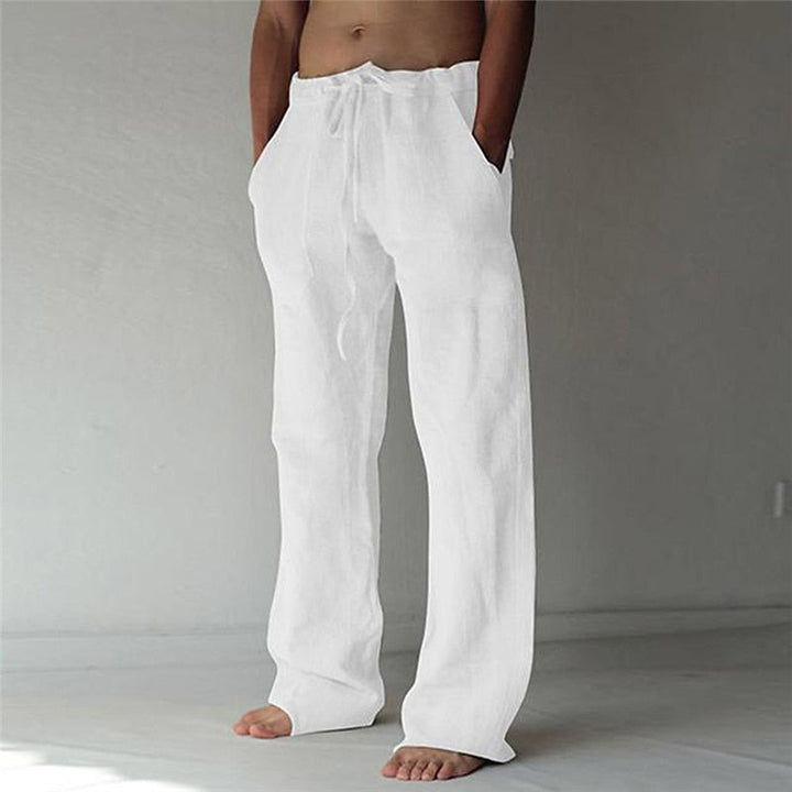 Casual men's linen trousers with a wide cut for summer – Elias-White-S-The Livary