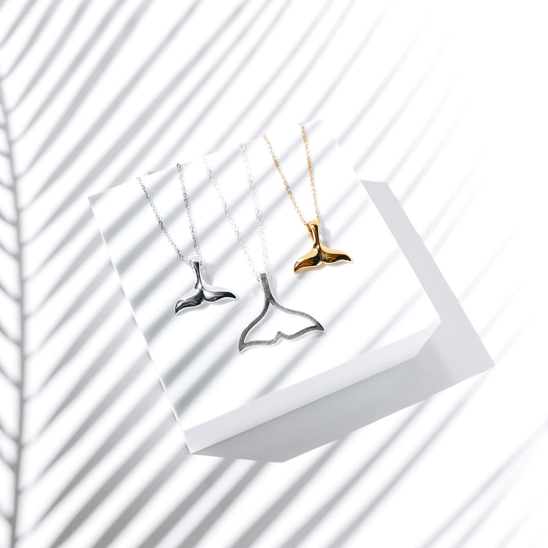 Whale Tail Necklace - Elara-Silver-The Livary