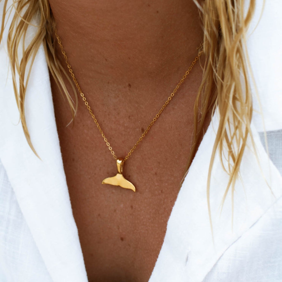 Whale Tail Necklace - Elara-Silver-The Livary