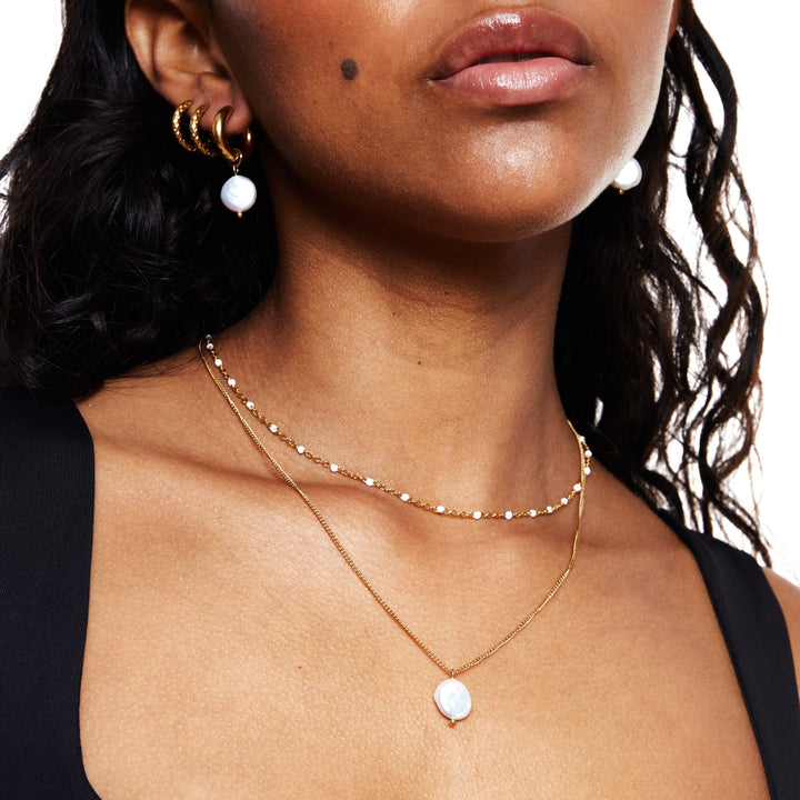 Choker with White Enamel Beads - Aurielle-Gold-The Livary