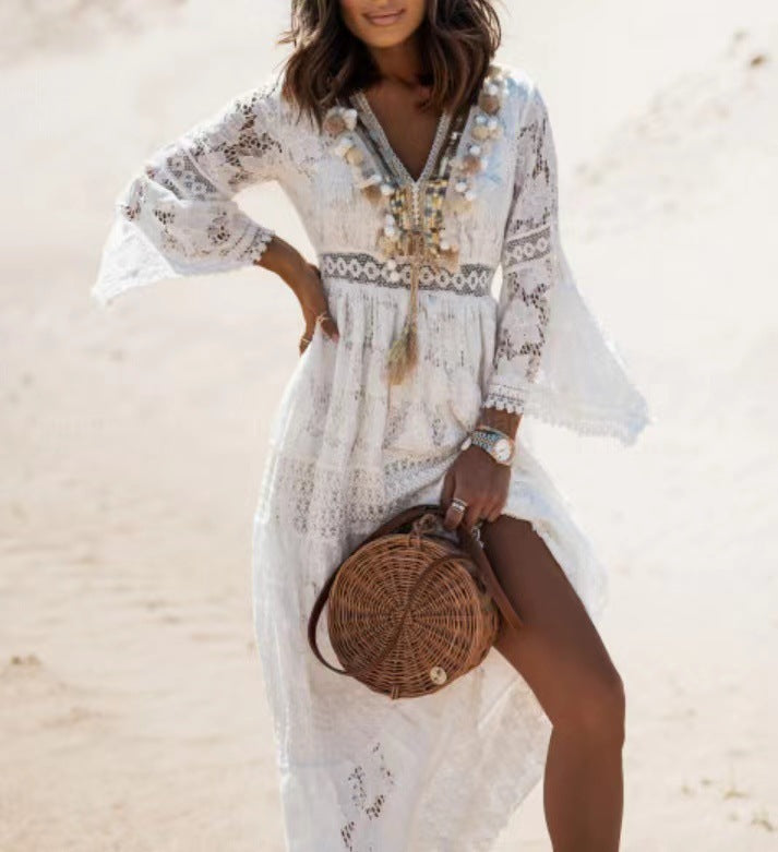 Boho Maxi Dress - Elvira-White-S-The Livary