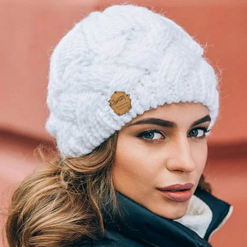 Comfortable Knitted Hat - Elena-White-The Livary