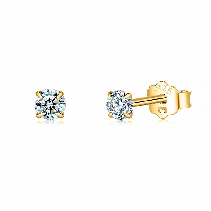 Small Zirconia Earrings - Lynette-0.08 in-Gold-The Livary