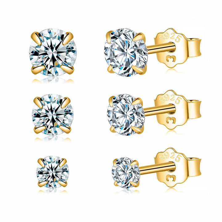 Small Zirconia Earrings - Lynette-Set (All sizes)-Gold-The Livary