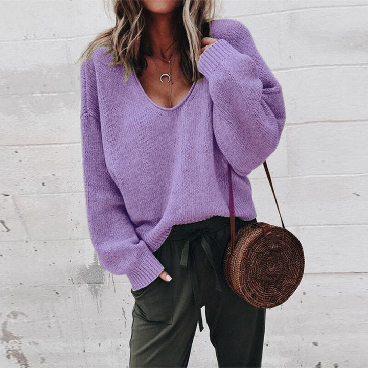 Knitted Oversized Ladies Sweater - Aurora-Purple-XS-The Livary