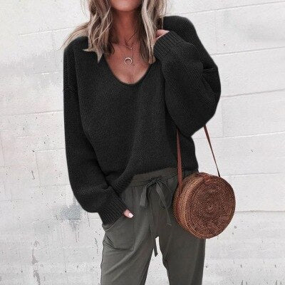 Knitted Oversized Ladies Sweater - Aurora-Black-XS-The Livary