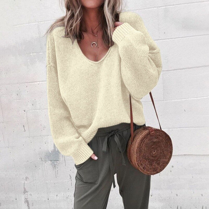 Knitted Oversized Ladies Sweater - Aurora-Beige-XS-The Livary