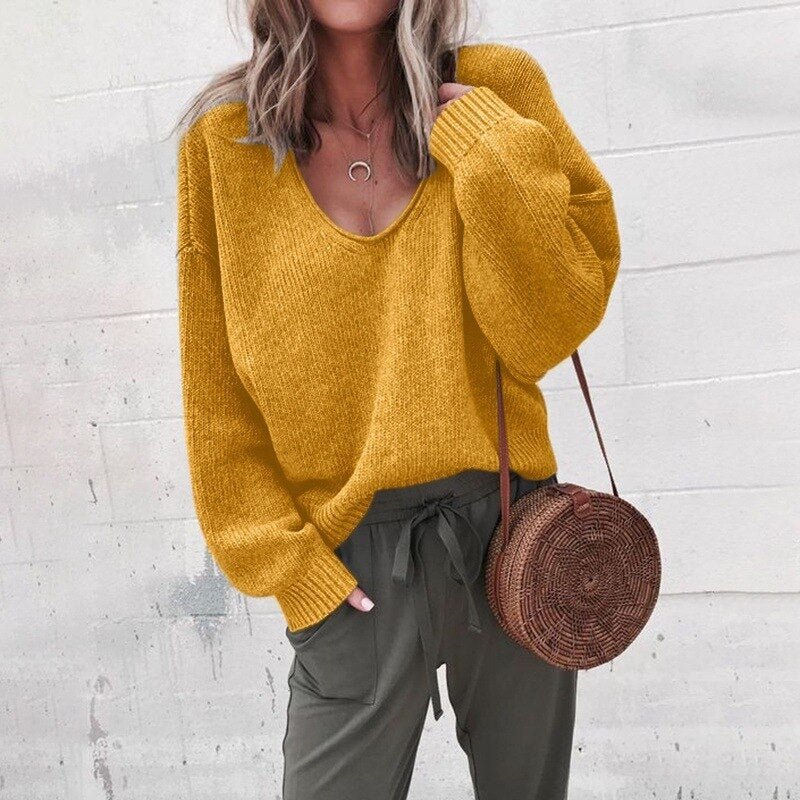 Knitted Oversized Ladies Sweater - Aurora-Yellow-XS-The Livary
