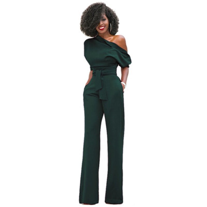 Plain Bodycon Women's Jumpsuit - Sofia-Green-S-The Livary