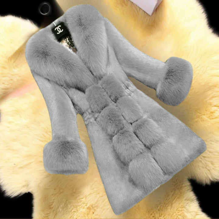 Sarabell - Trendy Coat with Faux Fur for Women-Grey-XS-The Livary
