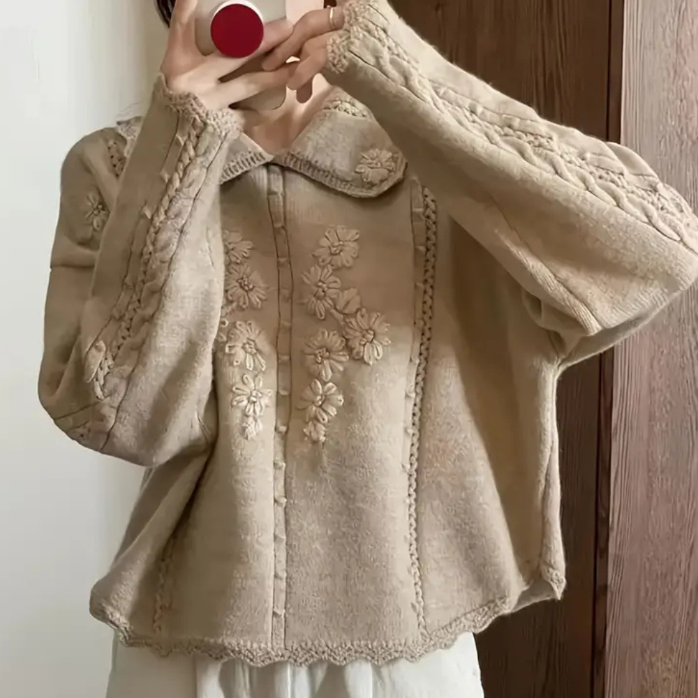 Knitted Flower Sweater for Women - Emma-The Livary