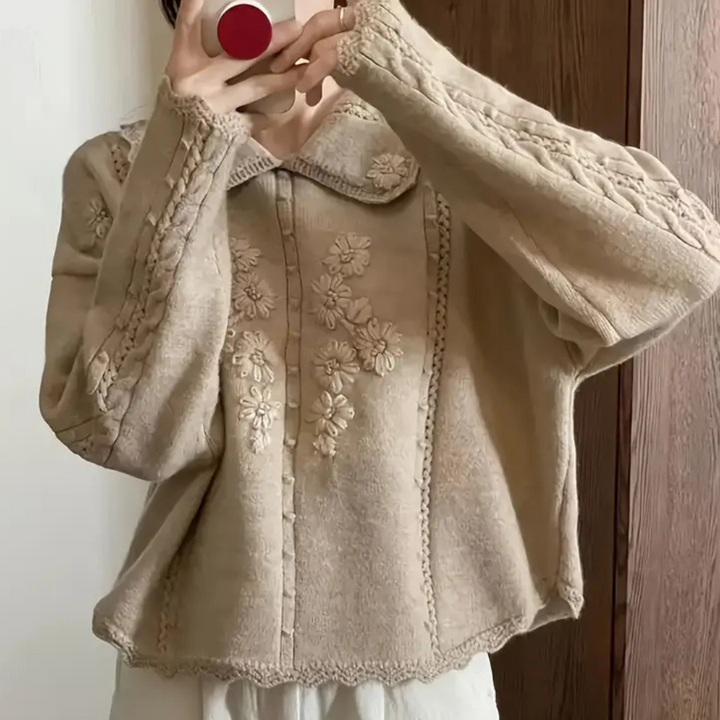 Knitted Flower Sweater for Women - Emma-The Livary