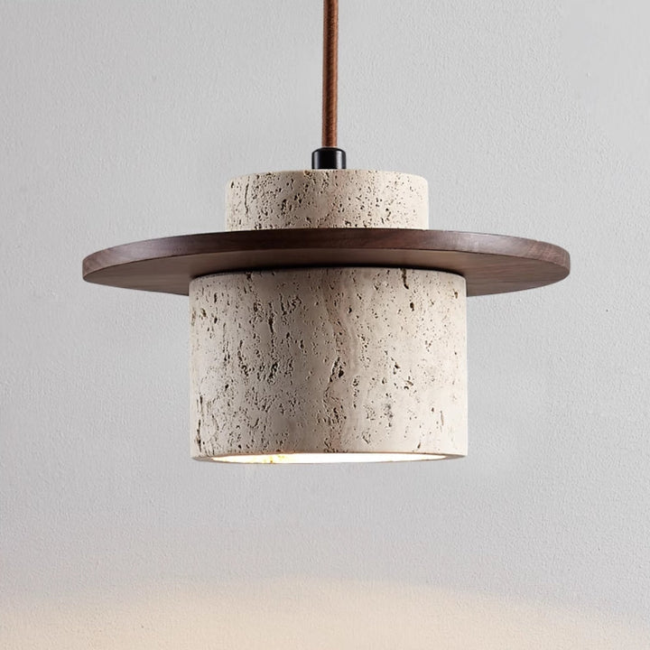 Travertine Pendant Lamp for Natural Luxury - StoneGlow-Walnut-The Livary