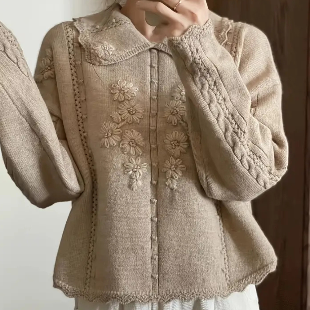 Knitted Flower Sweater for Women - Emma-The Livary