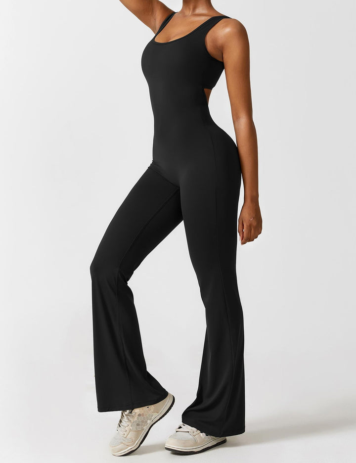 Backless jumpsuit with flared trousers – Liv-Dark blue-S-The Livary