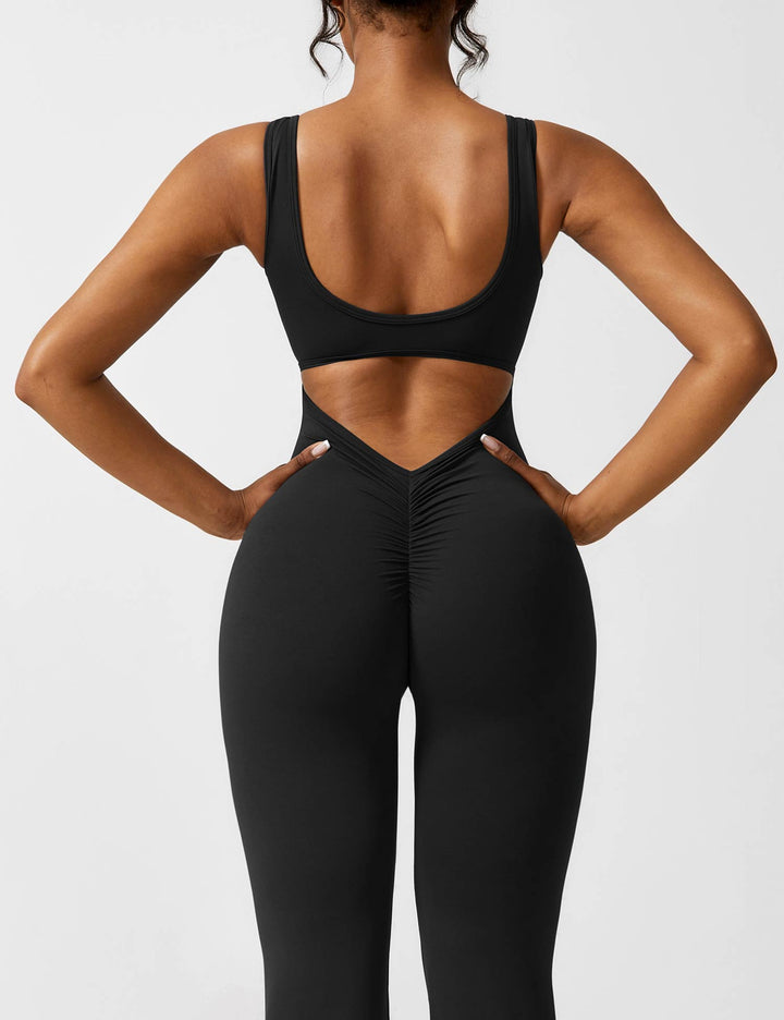 Backless jumpsuit with flared trousers – Liv-Dark blue-S-The Livary