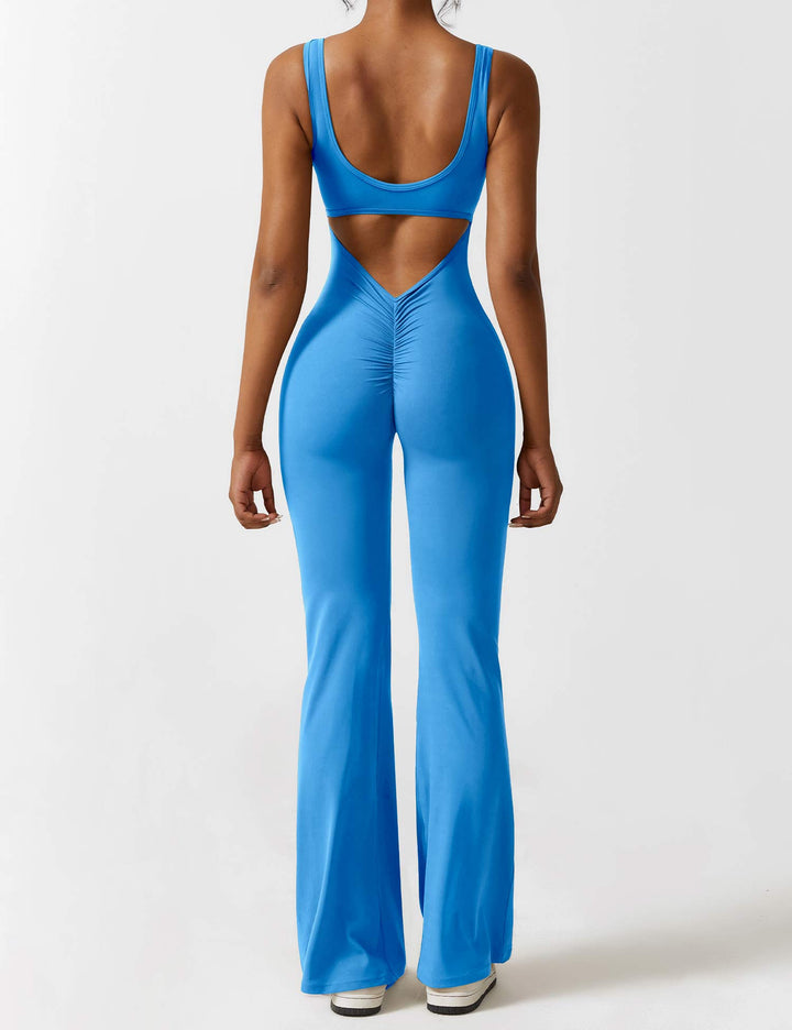 Backless jumpsuit with flared trousers – Liv-Dark blue-S-The Livary