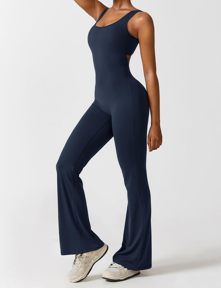 Backless jumpsuit with flared trousers – Liv-Dark blue-S-The Livary