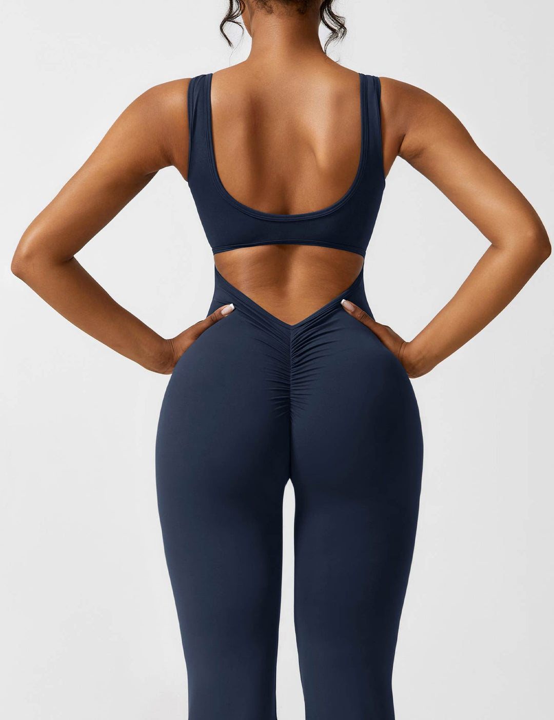 Backless jumpsuit with flared trousers – Liv-Dark blue-S-The Livary