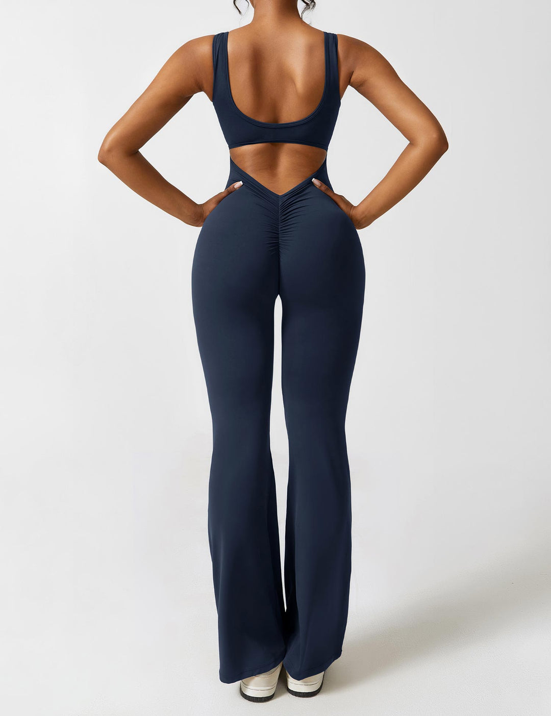 Backless jumpsuit with flared trousers – Liv-Dark blue-S-The Livary