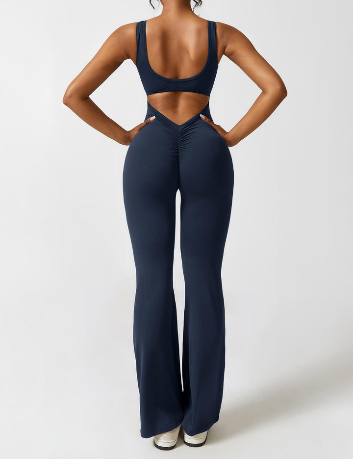 Backless jumpsuit with flared trousers – Liv-Dark blue-S-The Livary