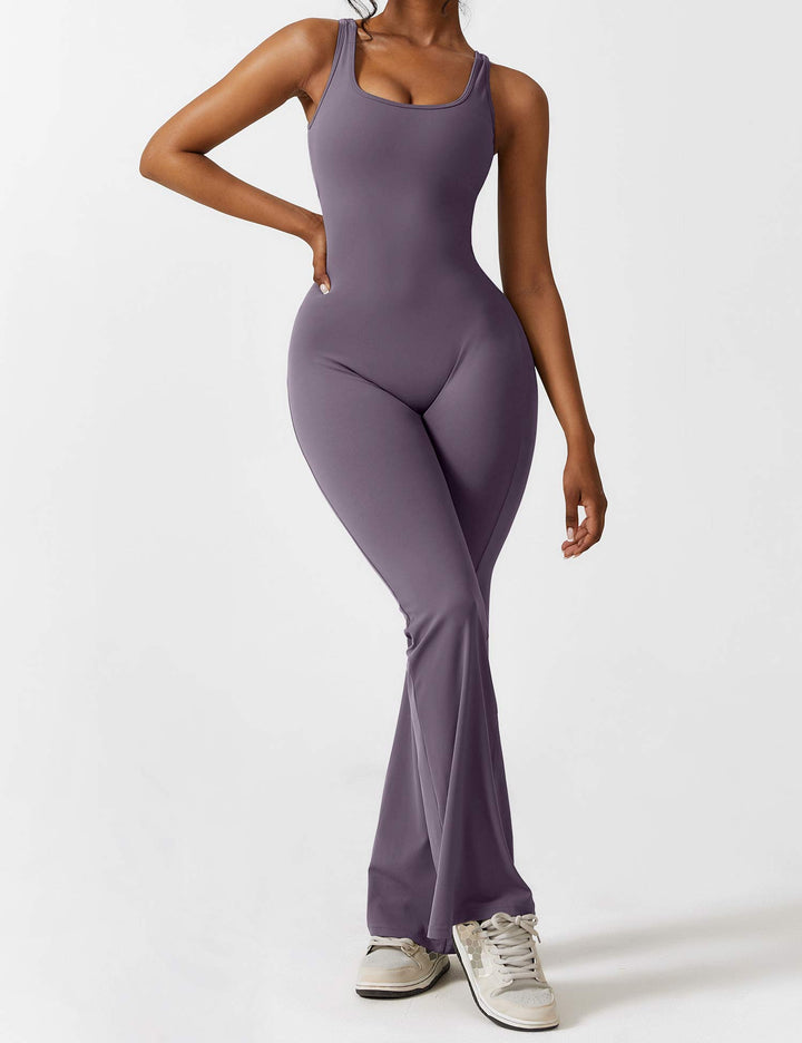 Backless jumpsuit with flared trousers – Liv-Purple-S-The Livary