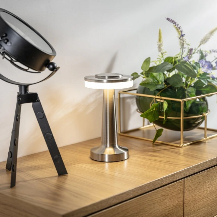 Wireless Retro Table Lamp - LumiBar-Silver-The Livary