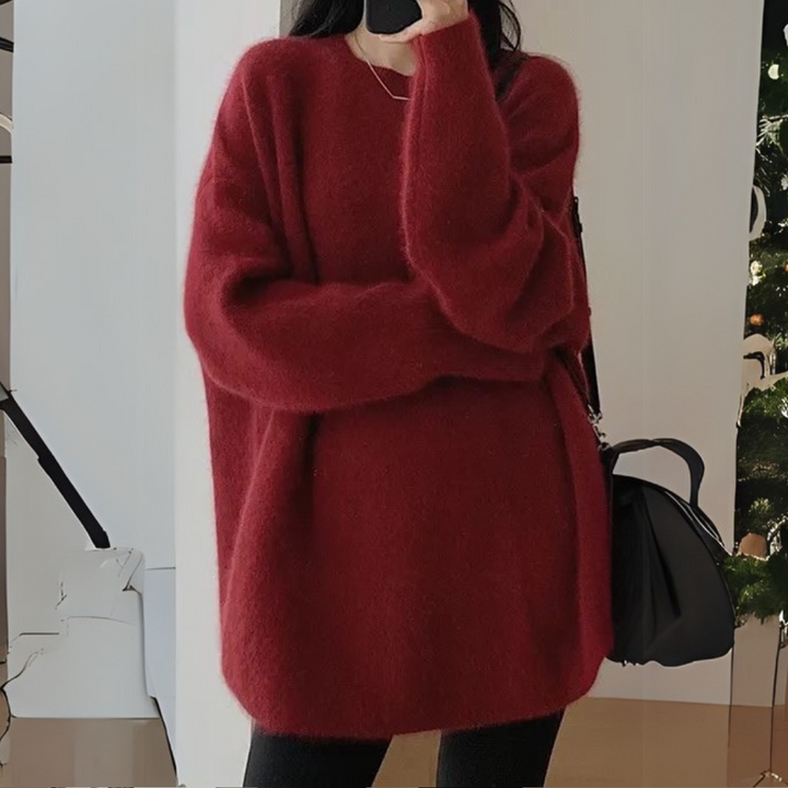 Comfortable Knitted Women's Sweater - Noor-Red-The Livary
