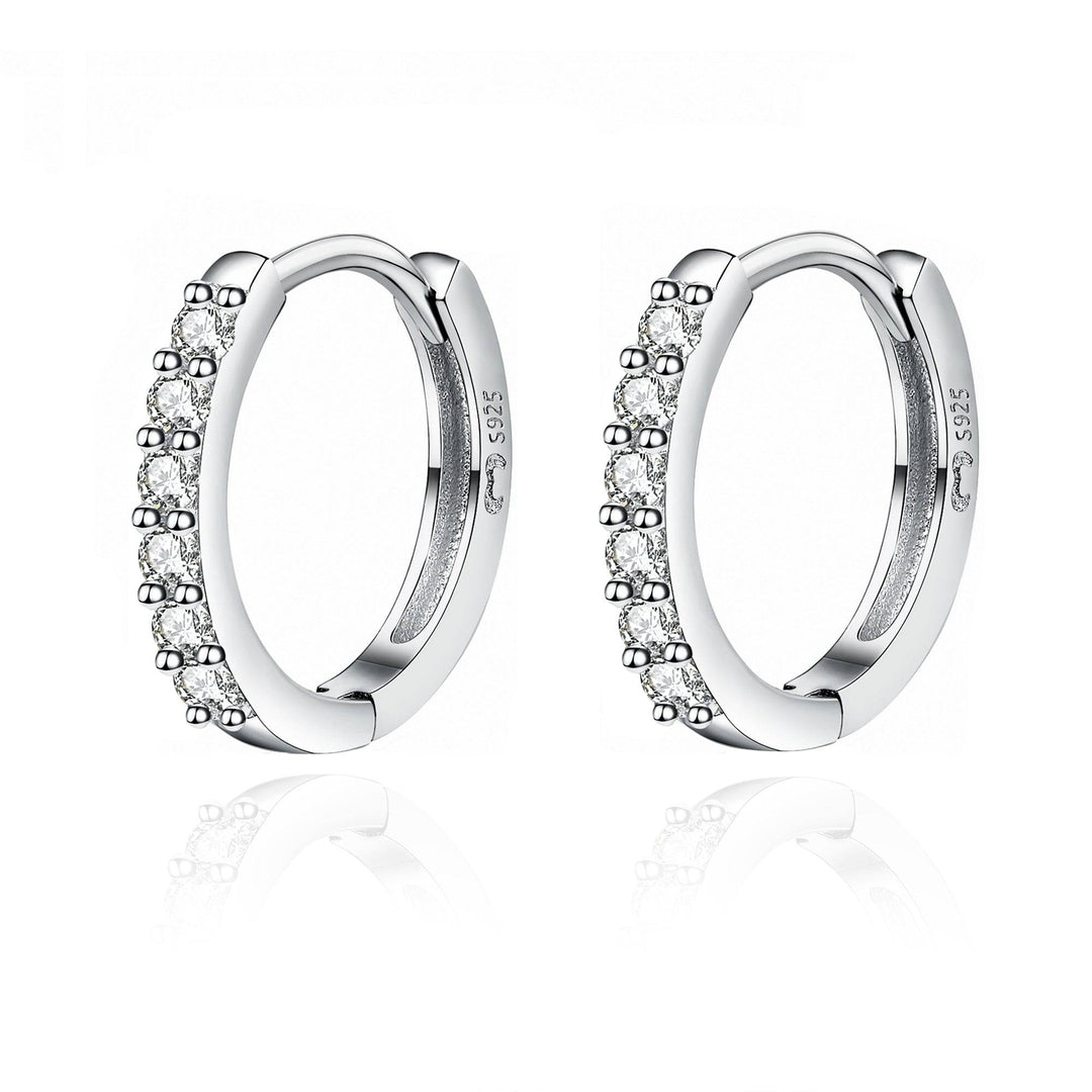 Stylish Zirconia Earrings - Mila-Silver-The Livary