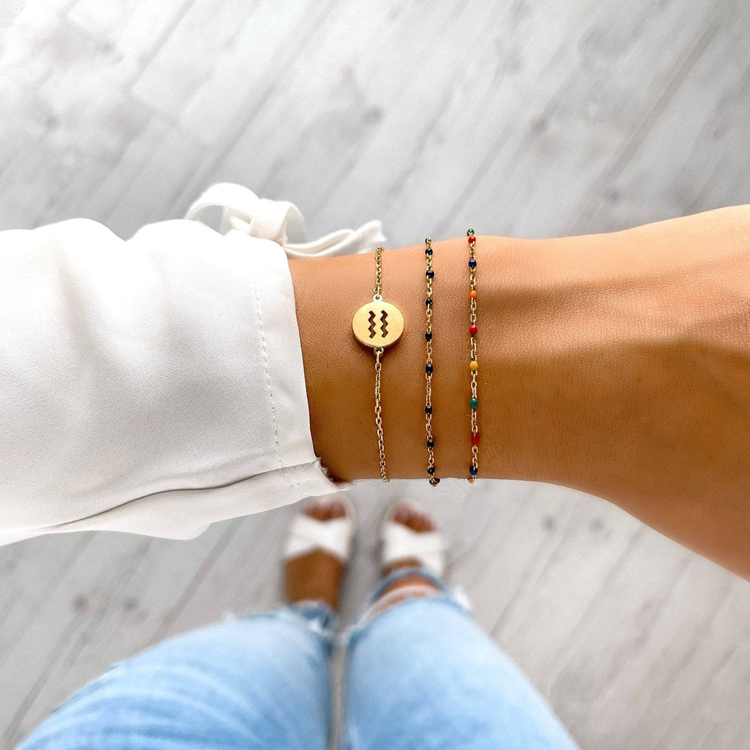 Stylish Zodiac Bracelet - Lyra-Gold-Aquarius-The Livary
