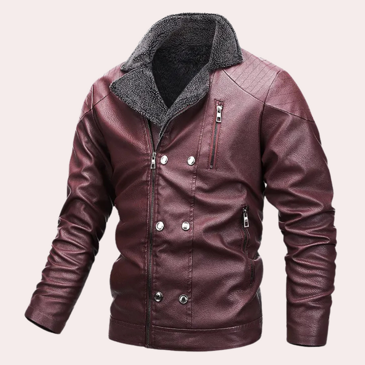 Stylish Men's Motorcycle Jacket with Functional Design - Ronan-Red-S-The Livary