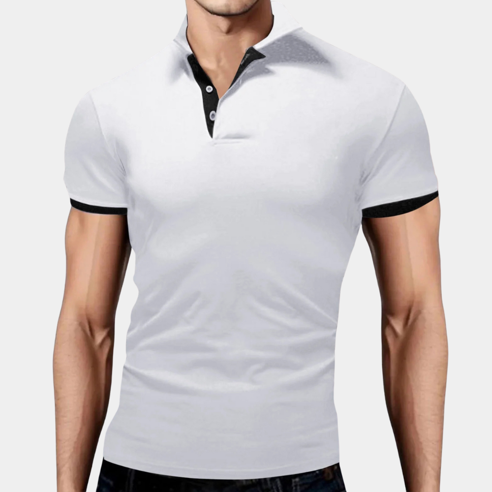 Trendy White Men's Polo - Tiberius-S-The Livary