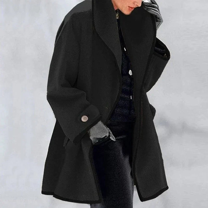 Warm Winter Wool Ladies Trench Coat - Emma-Black-S-The Livary